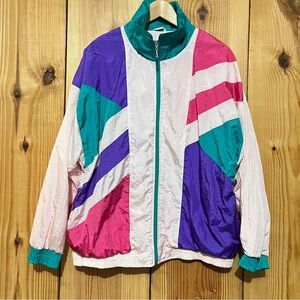 vintage 80s Active Sensation track jacket (size L) Color Block